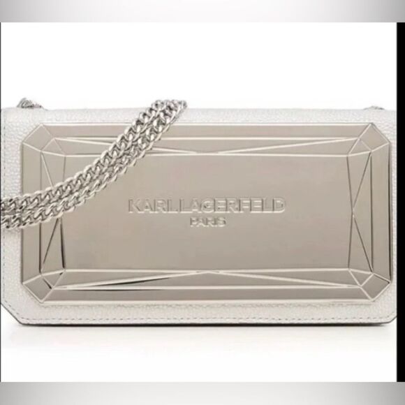 NEW! *Karl Lagerfeld Paris* Crossbody Lafayette Leather Mirror Hardware WOC - Picture 1 of 10
